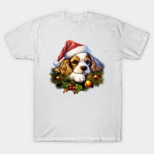 Lazy Cavalier King Charles Spaniel Dog at Christmas T-Shirt